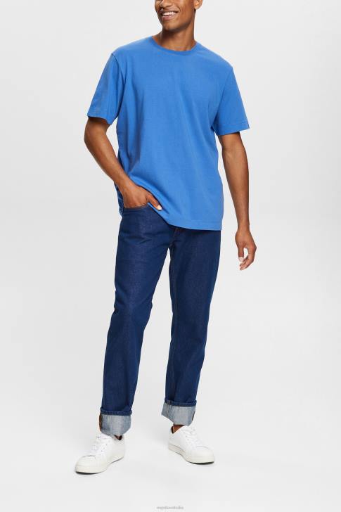 T-Shirts Blue Men Esprit Plain T-shirt V48Z931