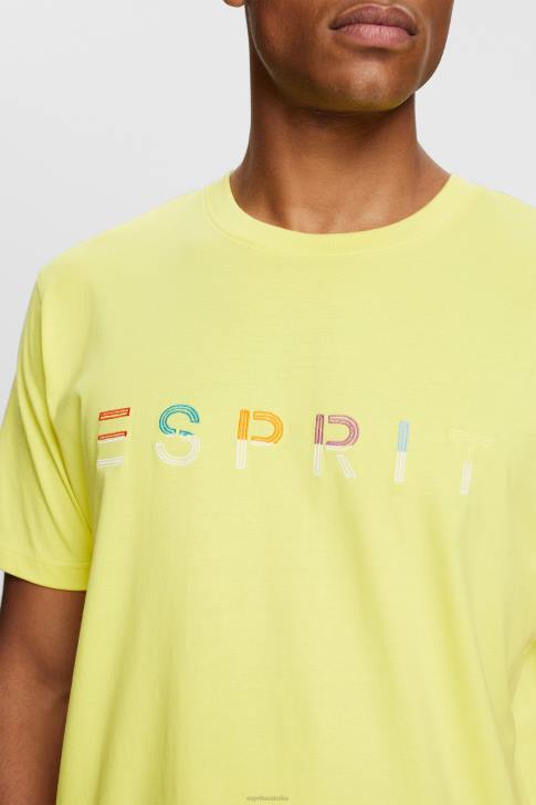 T-Shirts Bright Yellow Men Esprit Jersey T-shirt with an embroidered logo V48Z920