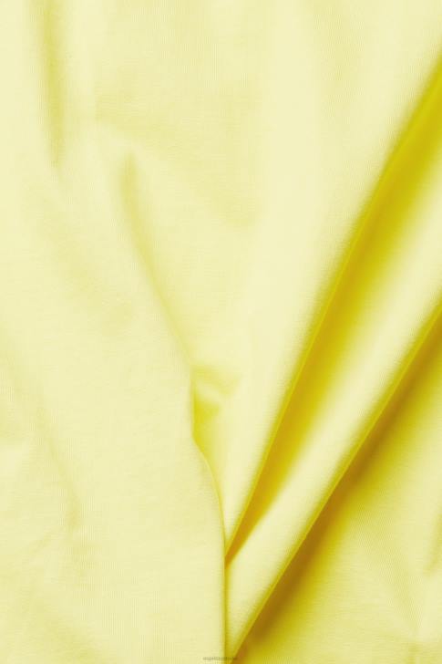 T-Shirts Bright Yellow Men Esprit Jersey T-shirt with an embroidered logo V48Z920