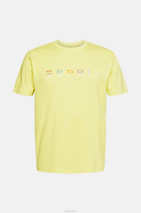 T-Shirts Bright Yellow Men Esprit Jersey T-shirt with an embroidered logo V48Z920