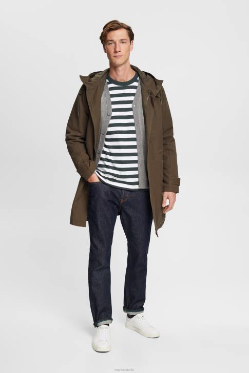 T-Shirts Dark Teal Green Men Esprit Striped crewneck T-shirt V48Z769