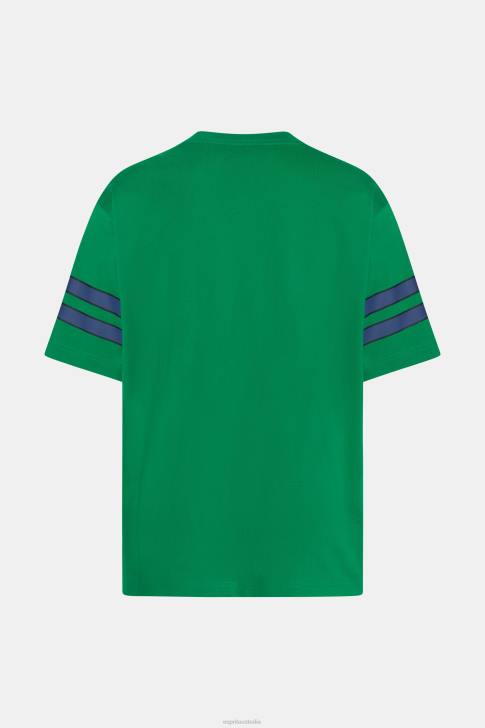 T-Shirts Emerald Green Men Esprit Striped sleeve graphic print tee V48Z806