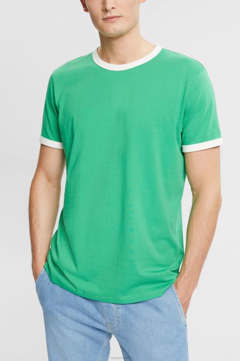 T-Shirts Green Men Esprit Jersey T-shirt V48Z955