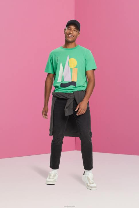 T-Shirts Green Men Esprit Jersey T-shirt with a print V48Z845