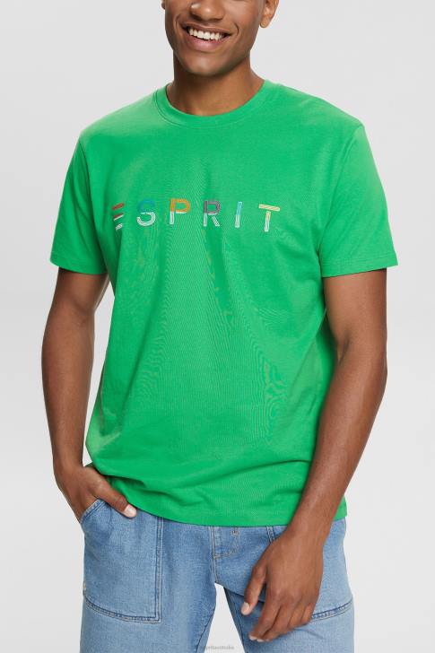 T-Shirts Green Men Esprit Jersey T-shirt with an embroidered logo V48Z916
