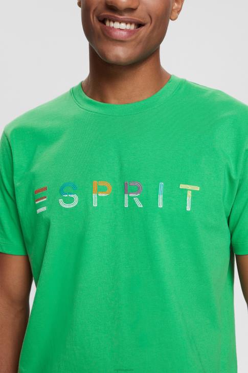 T-Shirts Green Men Esprit Jersey T-shirt with an embroidered logo V48Z916