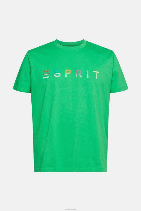 T-Shirts Green Men Esprit Jersey T-shirt with an embroidered logo V48Z916