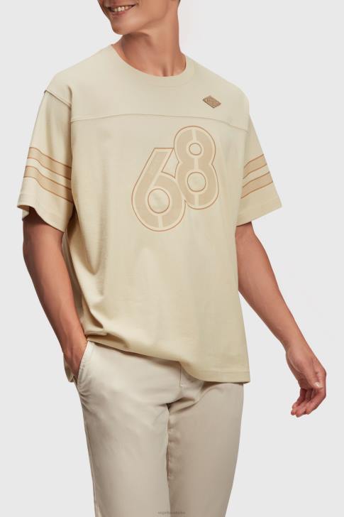 T-Shirts Light Beige Men Esprit Striped sleeve graphic print tee V48Z805