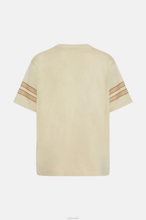 T-Shirts Light Beige Men Esprit Striped sleeve graphic print tee V48Z805
