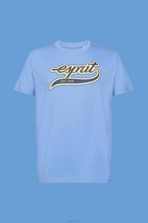 T-Shirts Light Blue Lavender Men Esprit Retro logo print cotton t-shirt V48Z632