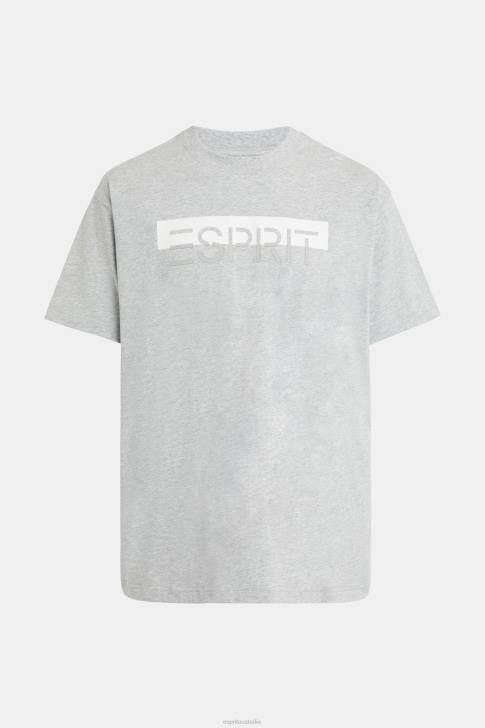 T-Shirts Light Grey Men Esprit Matte shine logo applique t-shirt V48Z615