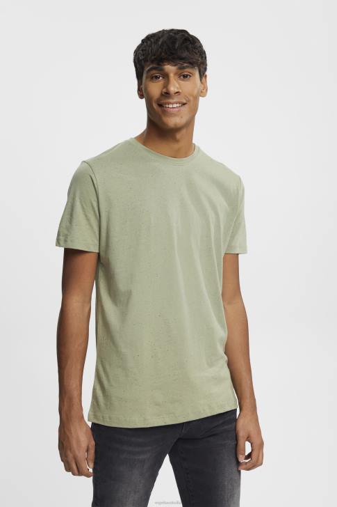 T-Shirts Light Khaki Men Esprit Flecked jersey t-shirt V48Z780