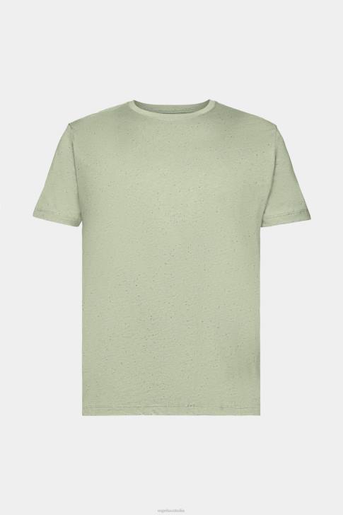 T-Shirts Light Khaki Men Esprit Flecked jersey t-shirt V48Z780