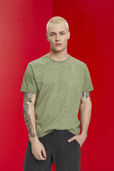 T-Shirts Light Khaki Men Esprit Washed-effect T-shirt V48Z752