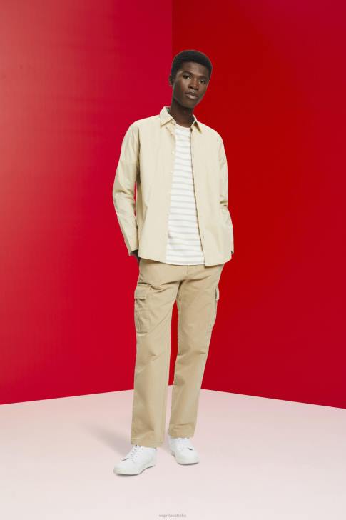 T-Shirts Light Taupe Men Esprit Striped sustainable cotton t-shirt V48Z704