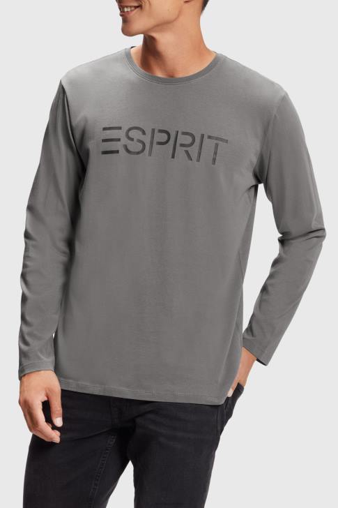 T-Shirts Medium Grey Men Esprit Logo print jersey t-shirt V48Z863