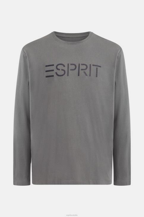 T-Shirts Medium Grey Men Esprit Logo print jersey t-shirt V48Z863