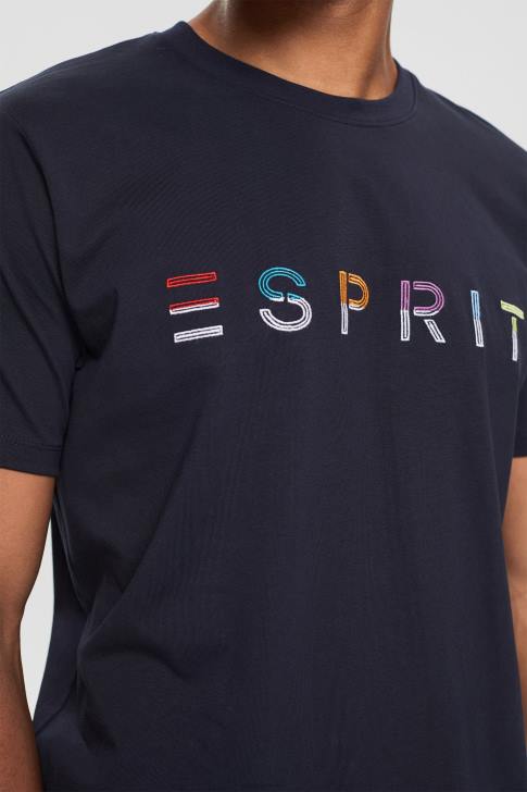 T-Shirts Navy Men Esprit Jersey T-shirt with an embroidered logo V48Z917