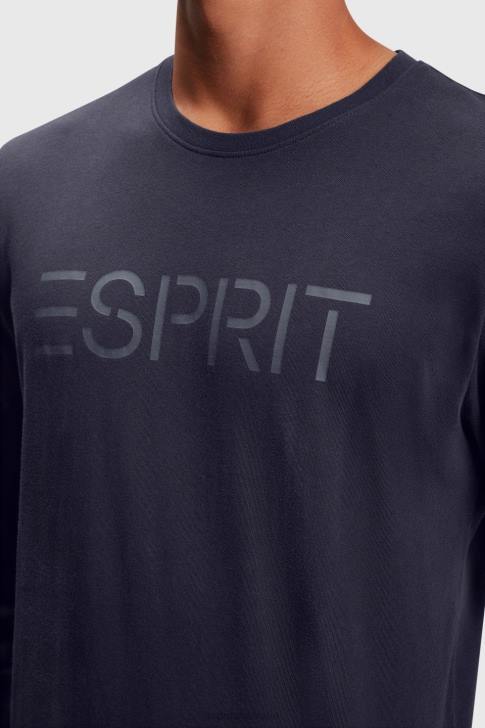 T-Shirts Navy Men Esprit Logo print jersey t-shirt V48Z866