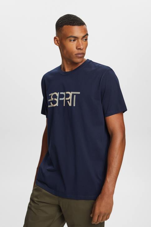 T-Shirts Navy Men Esprit T-shirt with front print, 100% cotton V48Z740