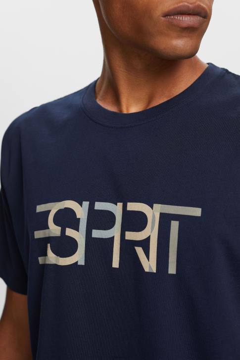 T-Shirts Navy Men Esprit T-shirt with front print, 100% cotton V48Z740