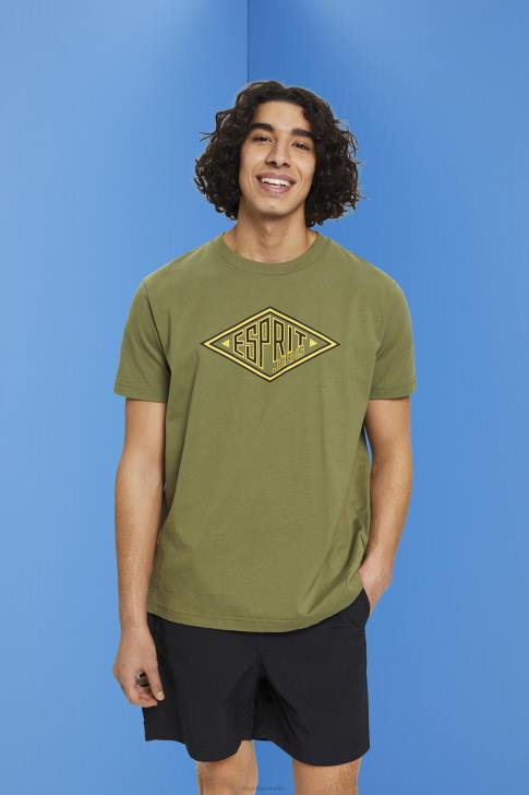 T-Shirts Olive Men Esprit Logo print cotton t-shirt V48Z626