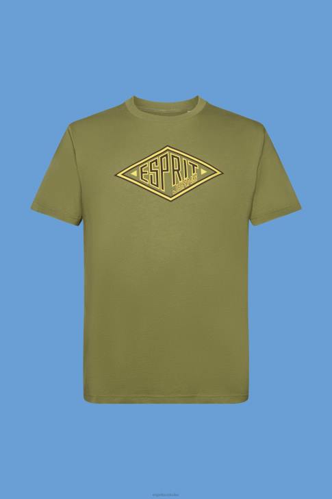 T-Shirts Olive Men Esprit Logo print cotton t-shirt V48Z626