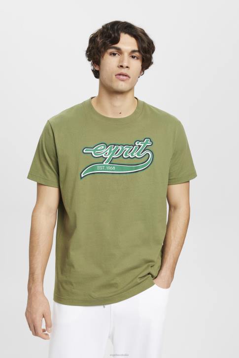 T-Shirts Olive Men Esprit Retro logo print cotton t-shirt V48Z631