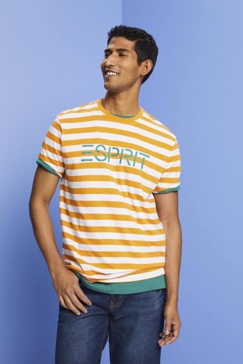 T-Shirts Orange Men Esprit Sustainable cotton striped T-shirt V48Z745