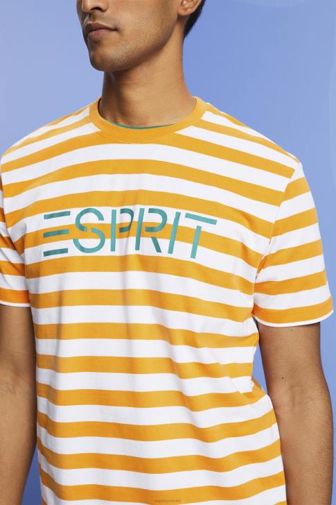 T-Shirts Orange Men Esprit Sustainable cotton striped T-shirt V48Z745
