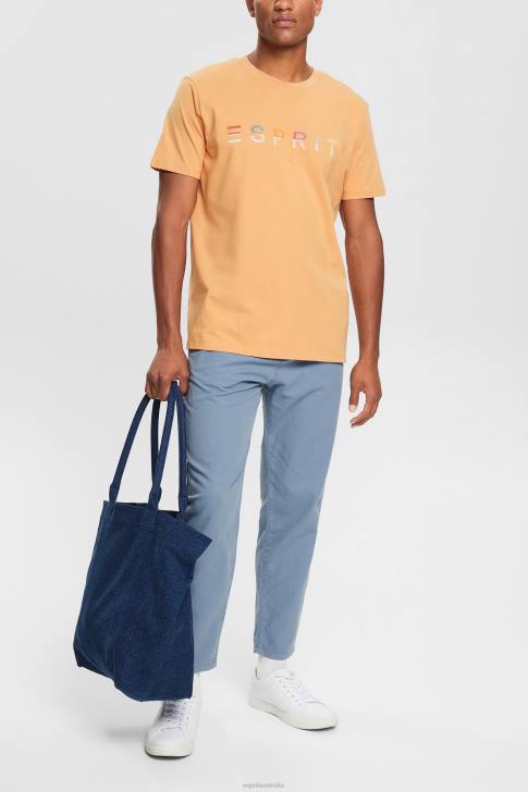 T-Shirts Peach Men Esprit Jersey T-shirt with an embroidered logo V48Z918