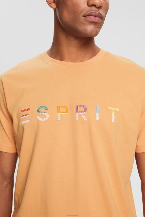 T-Shirts Peach Men Esprit Jersey T-shirt with an embroidered logo V48Z918