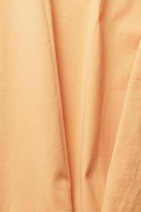 T-Shirts Peach Men Esprit Jersey T-shirt with an embroidered logo V48Z918