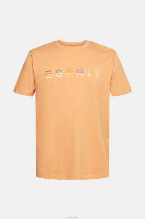 T-Shirts Peach Men Esprit Jersey T-shirt with an embroidered logo V48Z918