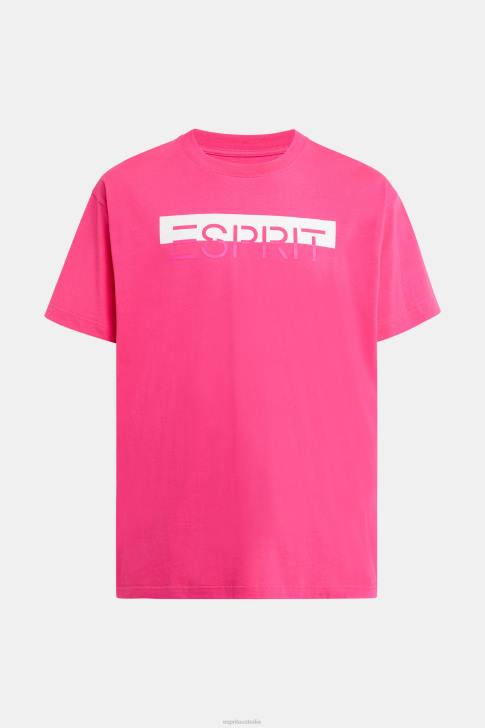 T-Shirts Pink Fuchsia Men Esprit Matte shine logo applique t-shirt V48Z619