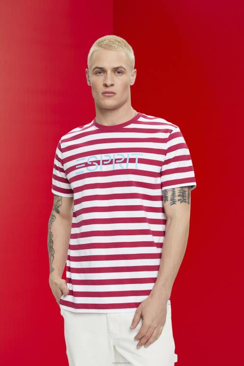 T-Shirts Pink Men Esprit Sustainable cotton striped T-shirt V48Z744