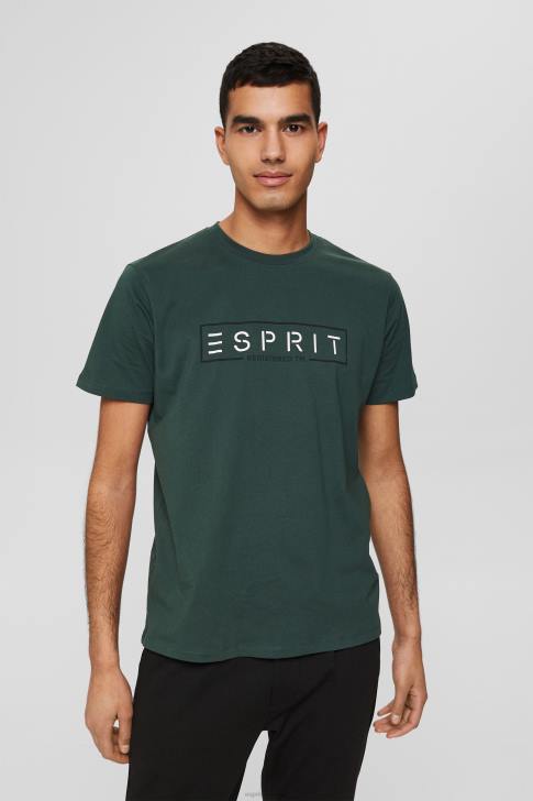 T-Shirts Teal Blue Men Esprit Jersey logo T-shirt, 100% cotton V48Z734