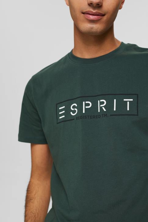 T-Shirts Teal Blue Men Esprit Jersey logo T-shirt, 100% cotton V48Z734
