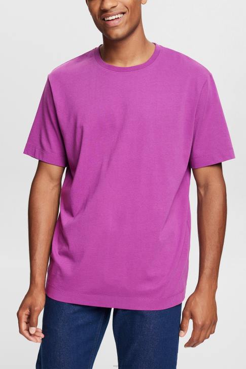 T-Shirts Violet Men Esprit Plain T-shirt V48Z932