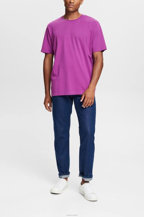 T-Shirts Violet Men Esprit Plain T-shirt V48Z932