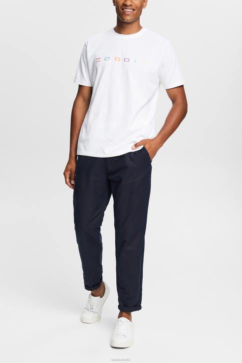T-Shirts White Men Esprit Jersey T-shirt with an embroidered logo V48Z915
