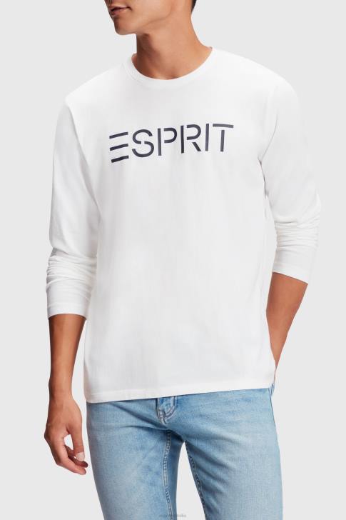 T-Shirts White Men Esprit Logo print jersey t-shirt V48Z864
