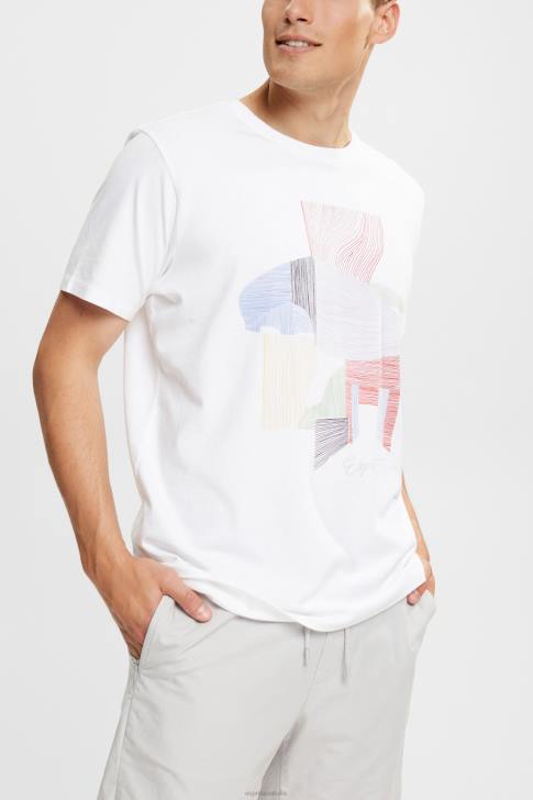 T-Shirts White Men Esprit Sustainable cotton illustration t-shirt V48Z939
