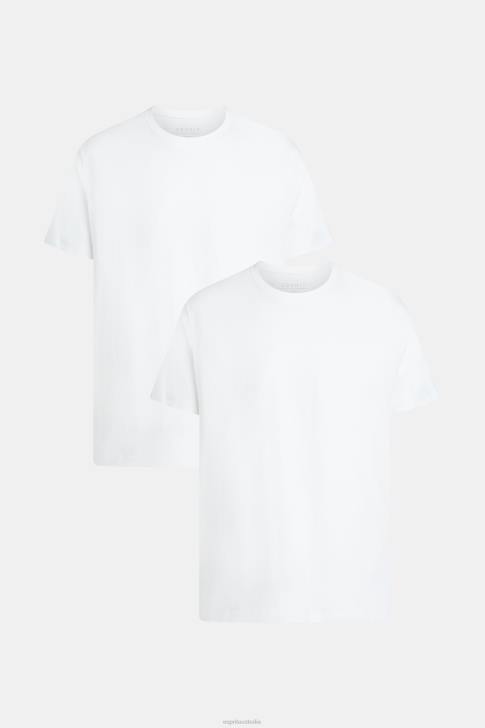 T-Shirts White Men Esprit Two-pack crewneck cotton t-shirts V48Z856