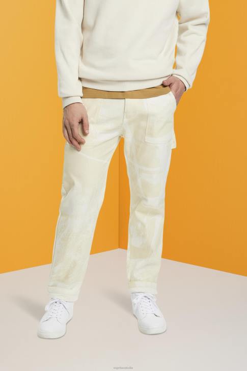Trousers & Pants Beige Men Esprit Straight leg cargo trousers with pattern V48Z675