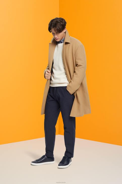 Trousers & Pants Dark Blue Men Esprit Pinstripe trousers with drawstring waistband V48Z816