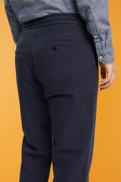 Trousers & Pants Dark Blue Men Esprit Pinstripe trousers with drawstring waistband V48Z816