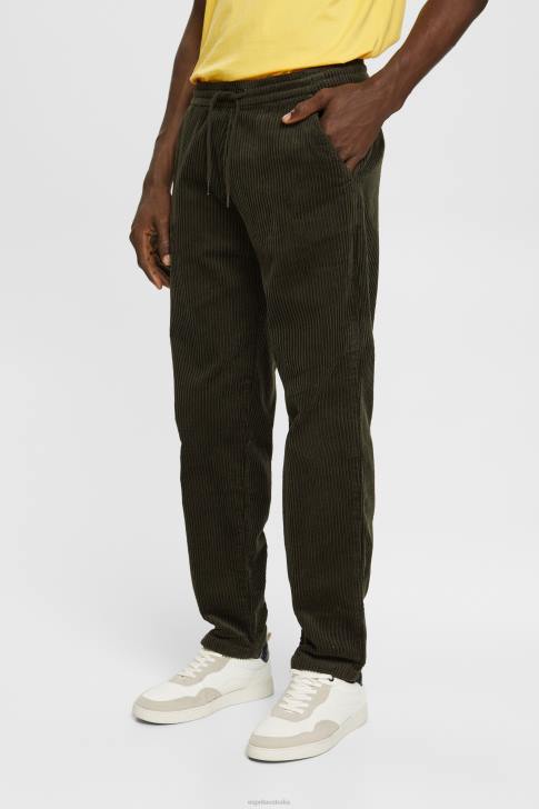 Trousers & Pants Dark Khaki Men Esprit Jogger style corduroy trousers V48Z332