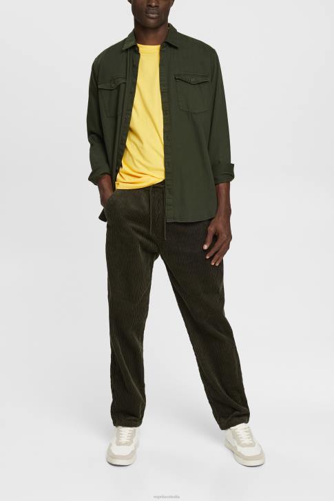 Trousers & Pants Dark Khaki Men Esprit Jogger style corduroy trousers V48Z332