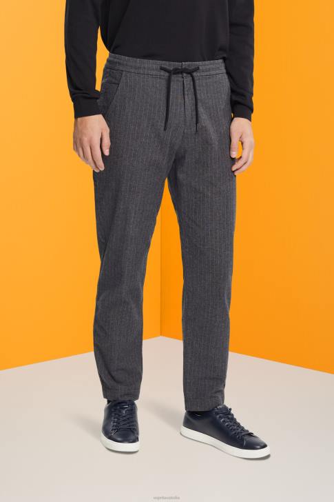 Trousers & Pants Medium Grey Men Esprit Pinstripe trousers with drawstring waistband V48Z815